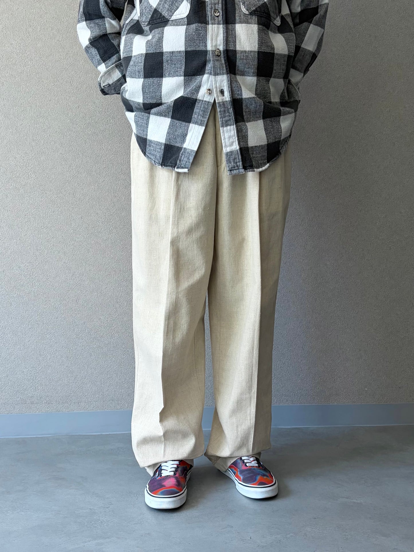 90's PERRY ELLIS linen×cotton slacks