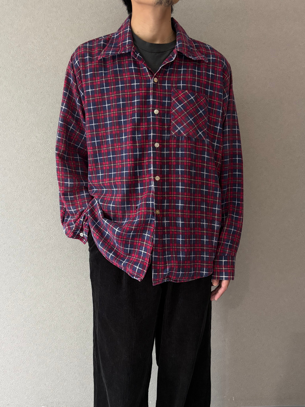 70's ERIC DAMON print flannel shirt