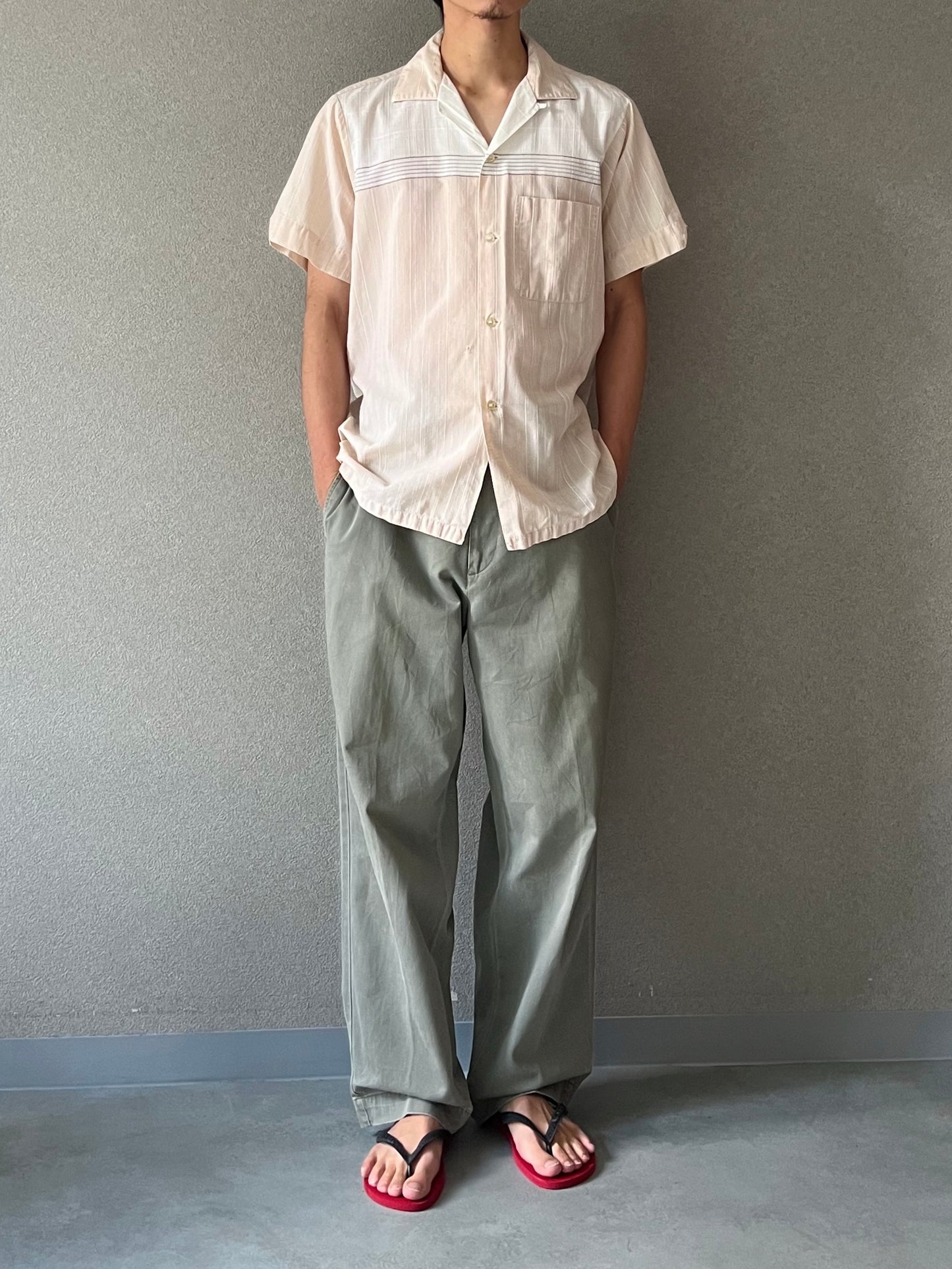 60's ARROW vintage open collar shirt "Made in USA"