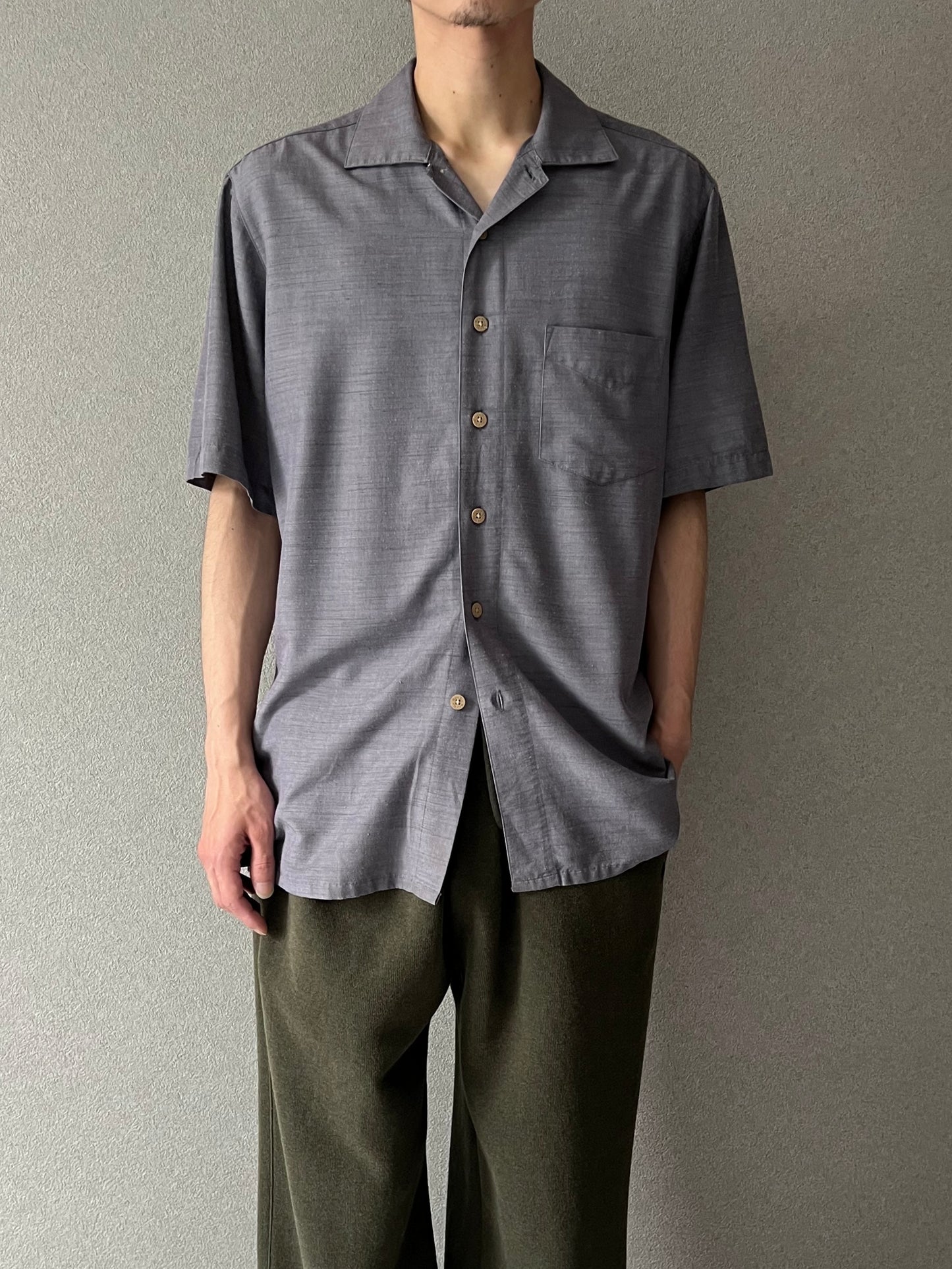 00's Batik Bay rayon open collar shirt