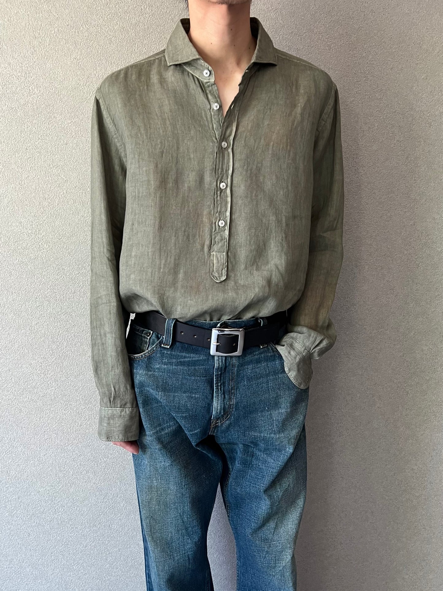 90's Paul Stuart pullover linen shirt "Made in ITALY"