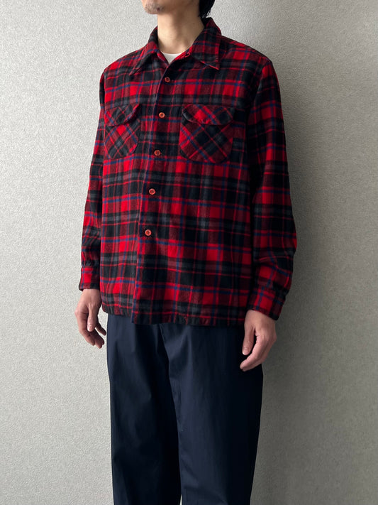 70's PENDLETON open collar wool shirt "Made in USA"