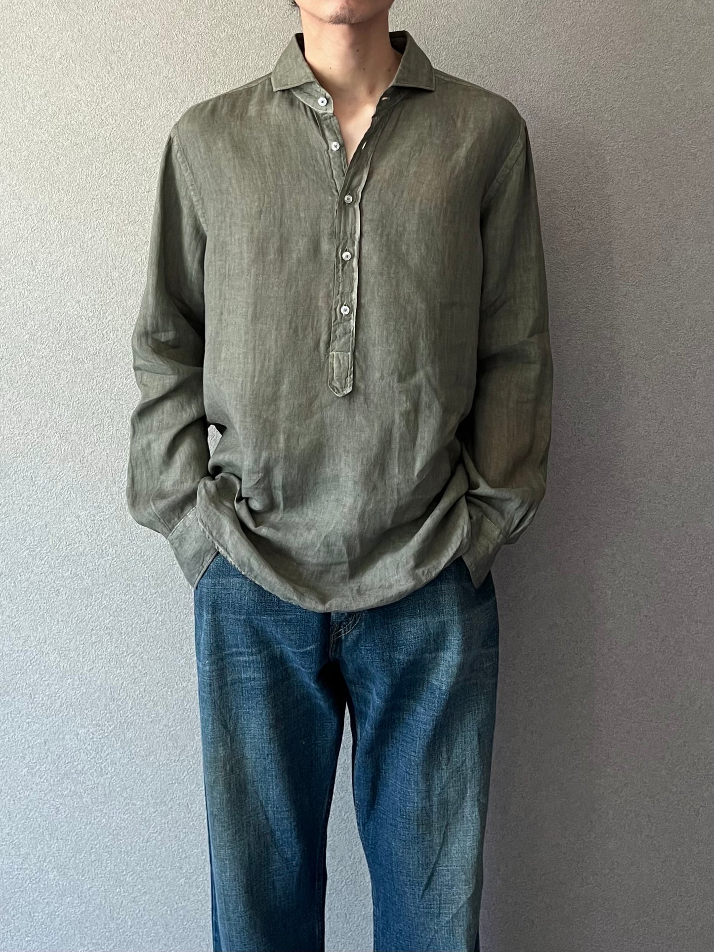 90's Paul Stuart pullover linen shirt "Made in ITALY"