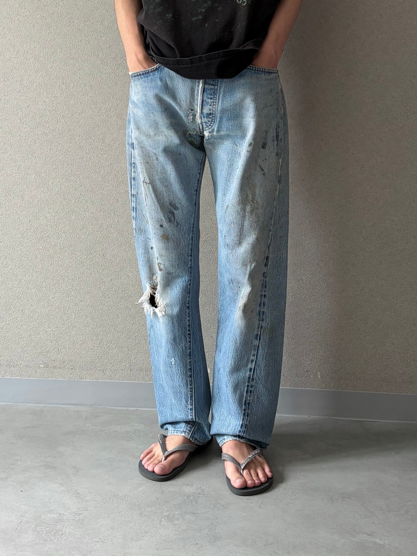 80's Levi's 501 denim pants "RED LINE”
