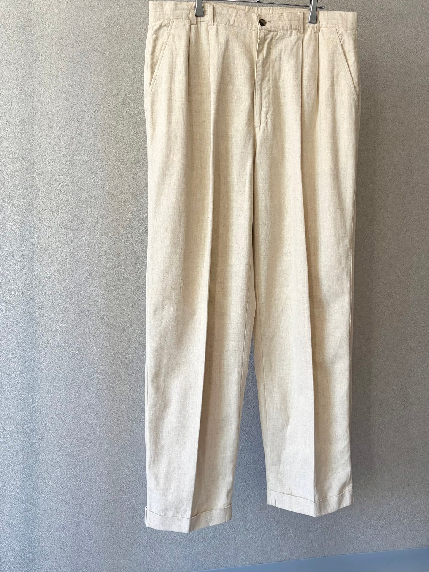 90's PERRY ELLIS linen×cotton slacks