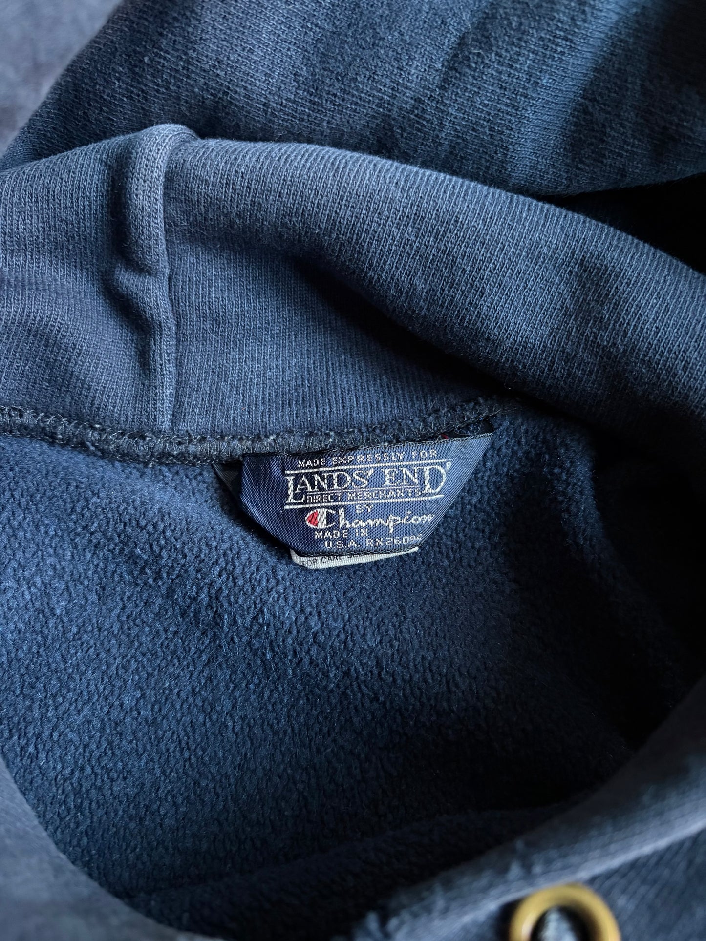 80's Champion × LANDS END REVERSE WEAVE hoodie "Made in USA"