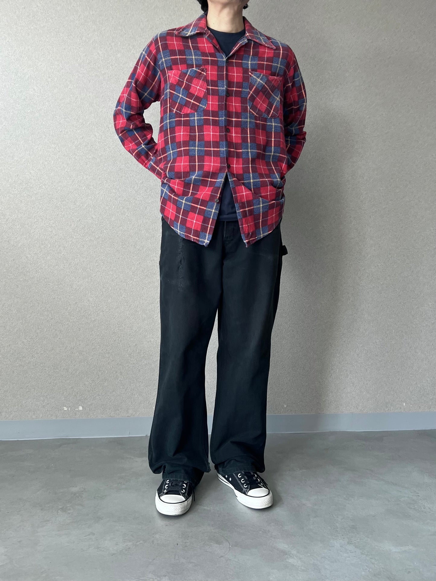70's VINTAGE print flannel shirt
