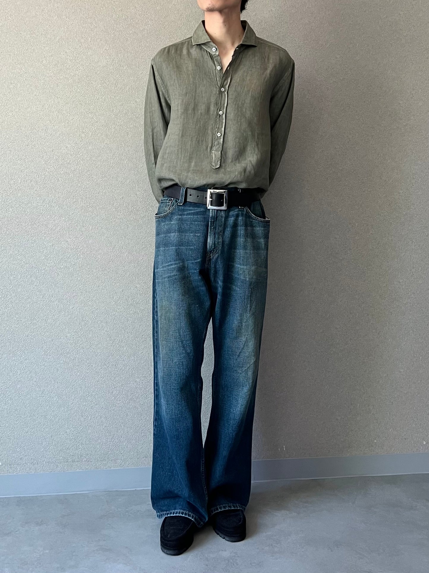 90's Paul Stuart pullover linen shirt "Made in ITALY"