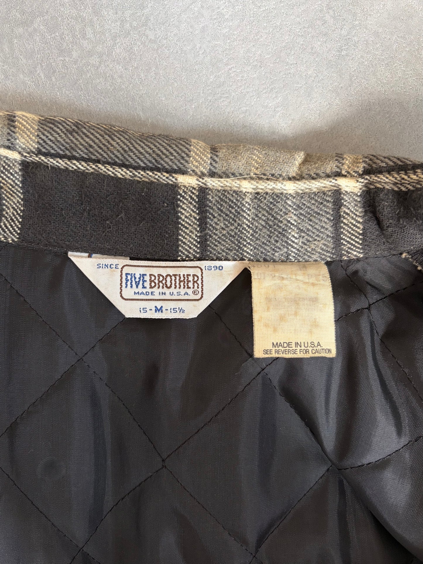 80's  FIVE BROTHER quilting flannel shirt "Made in USA"