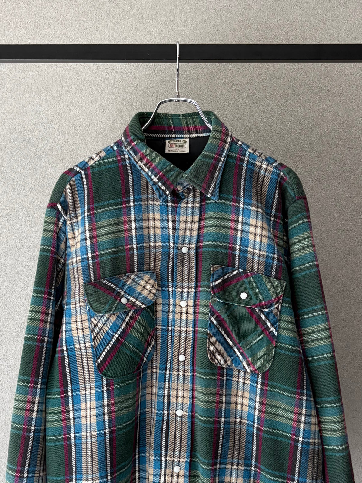90's FIVE BROTHER quilting lining flannel shirt "Made in USA"