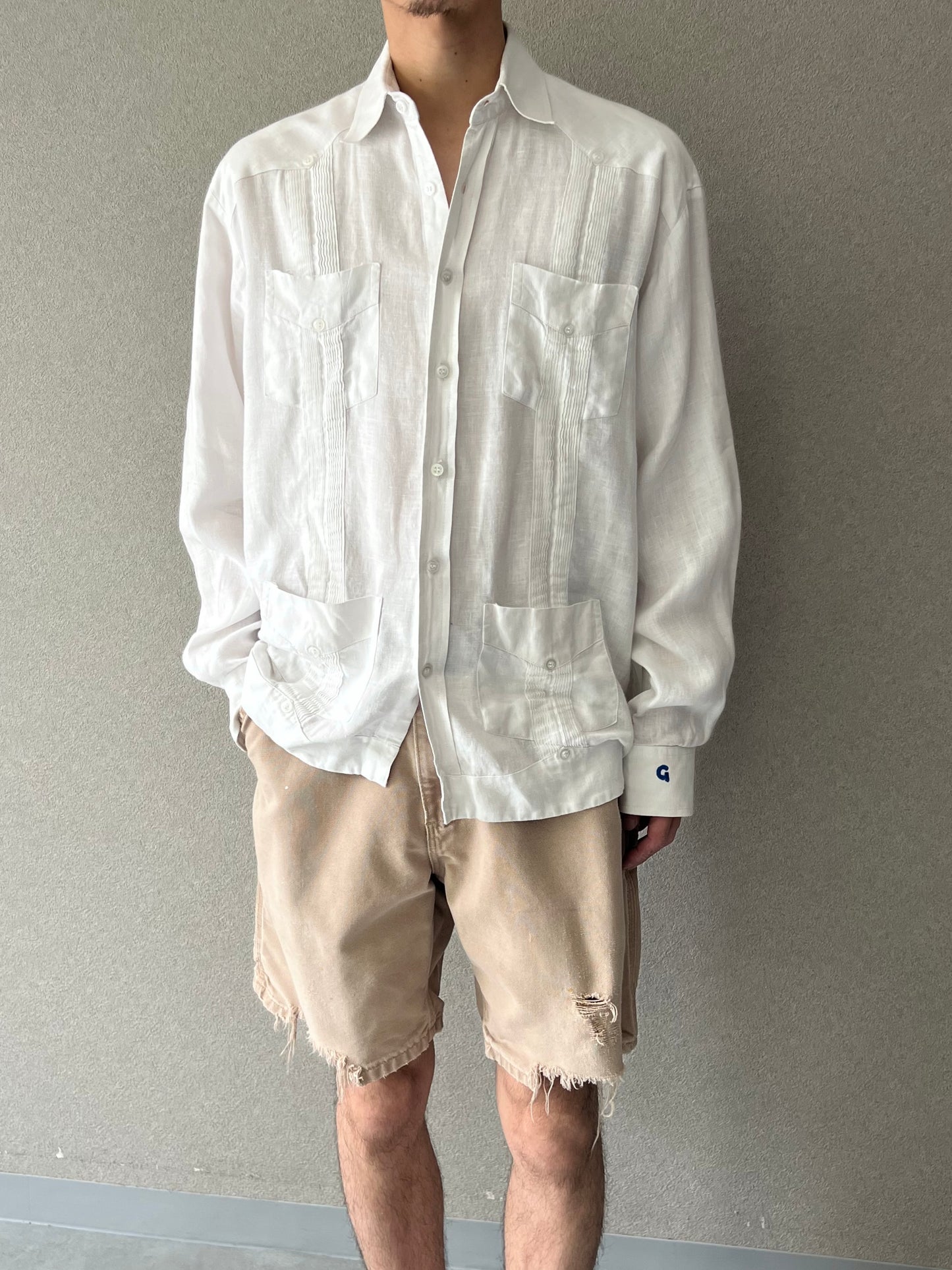80's〜 UNKNOWN linen guayabear shirt