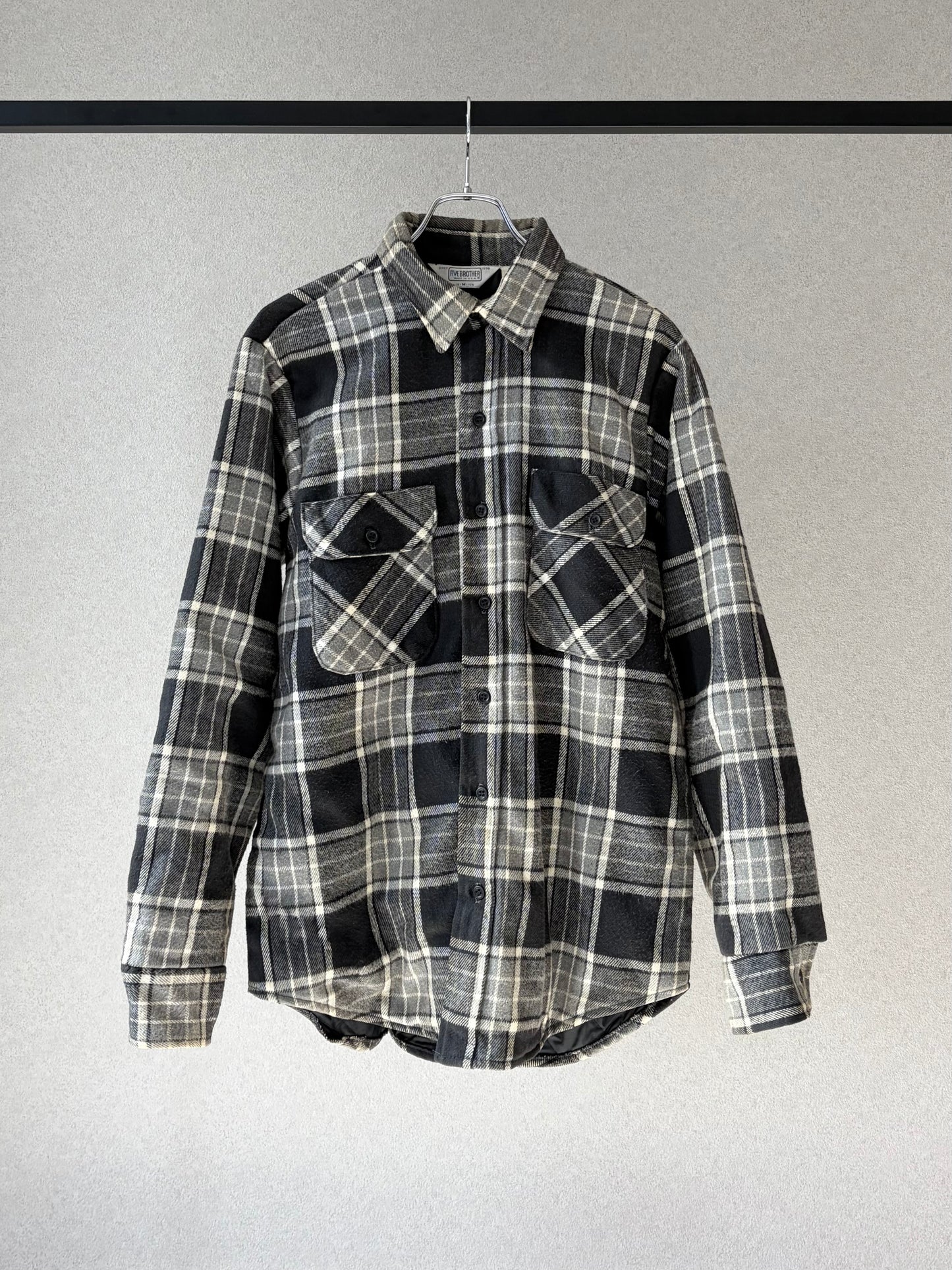 80's  FIVE BROTHER quilting flannel shirt "Made in USA"