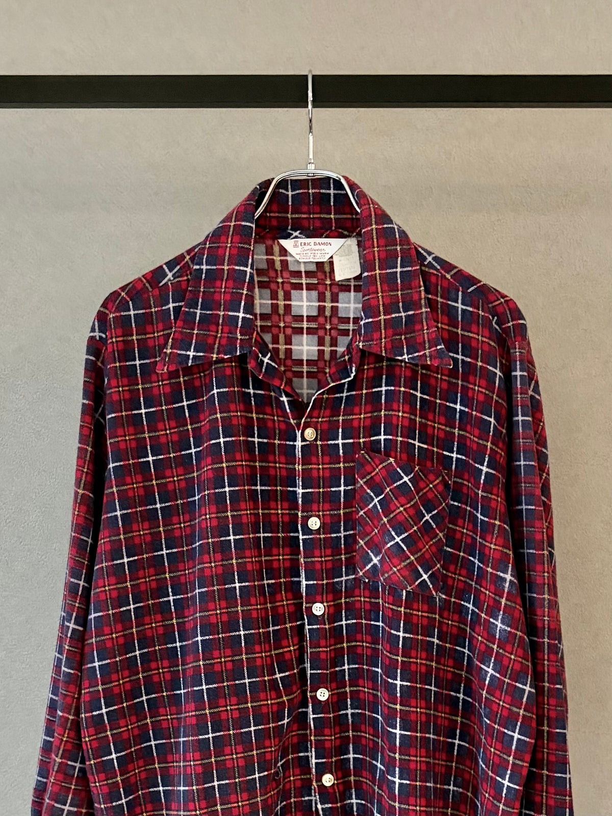 70's ERIC DAMON print flannel shirt