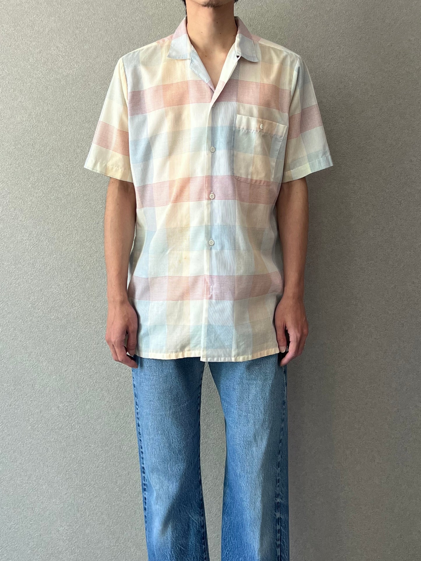 80's ARROW open collar shirt