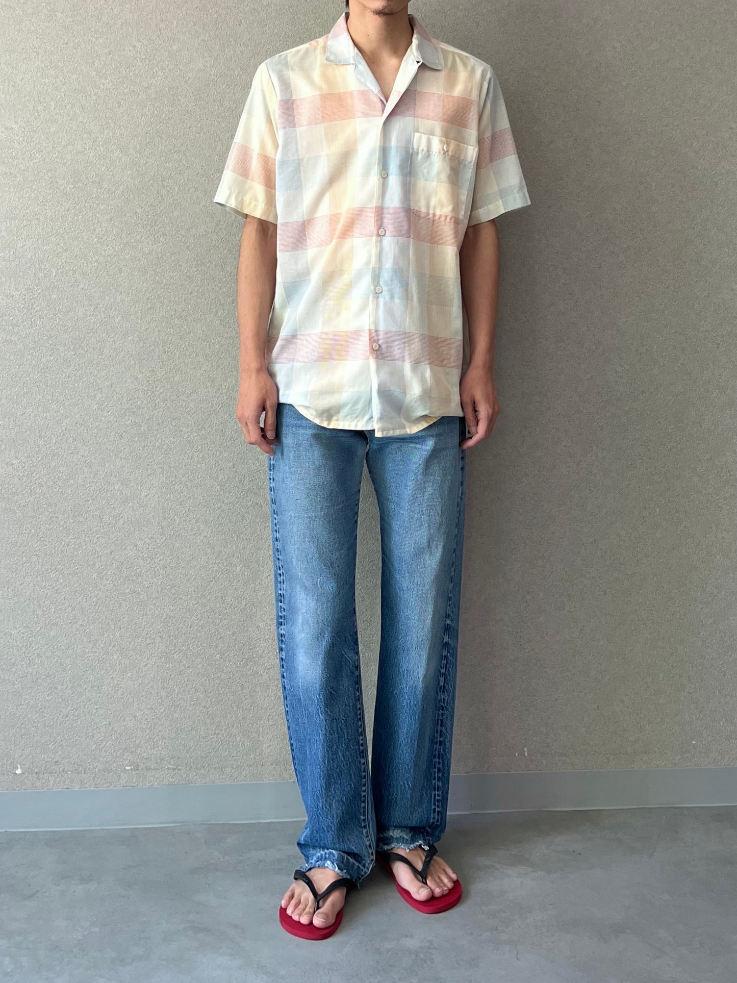 80's ARROW open collar shirt