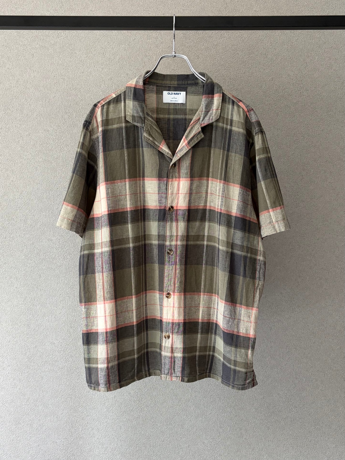 00's〜 OLD NAVY open collar linen shirt
