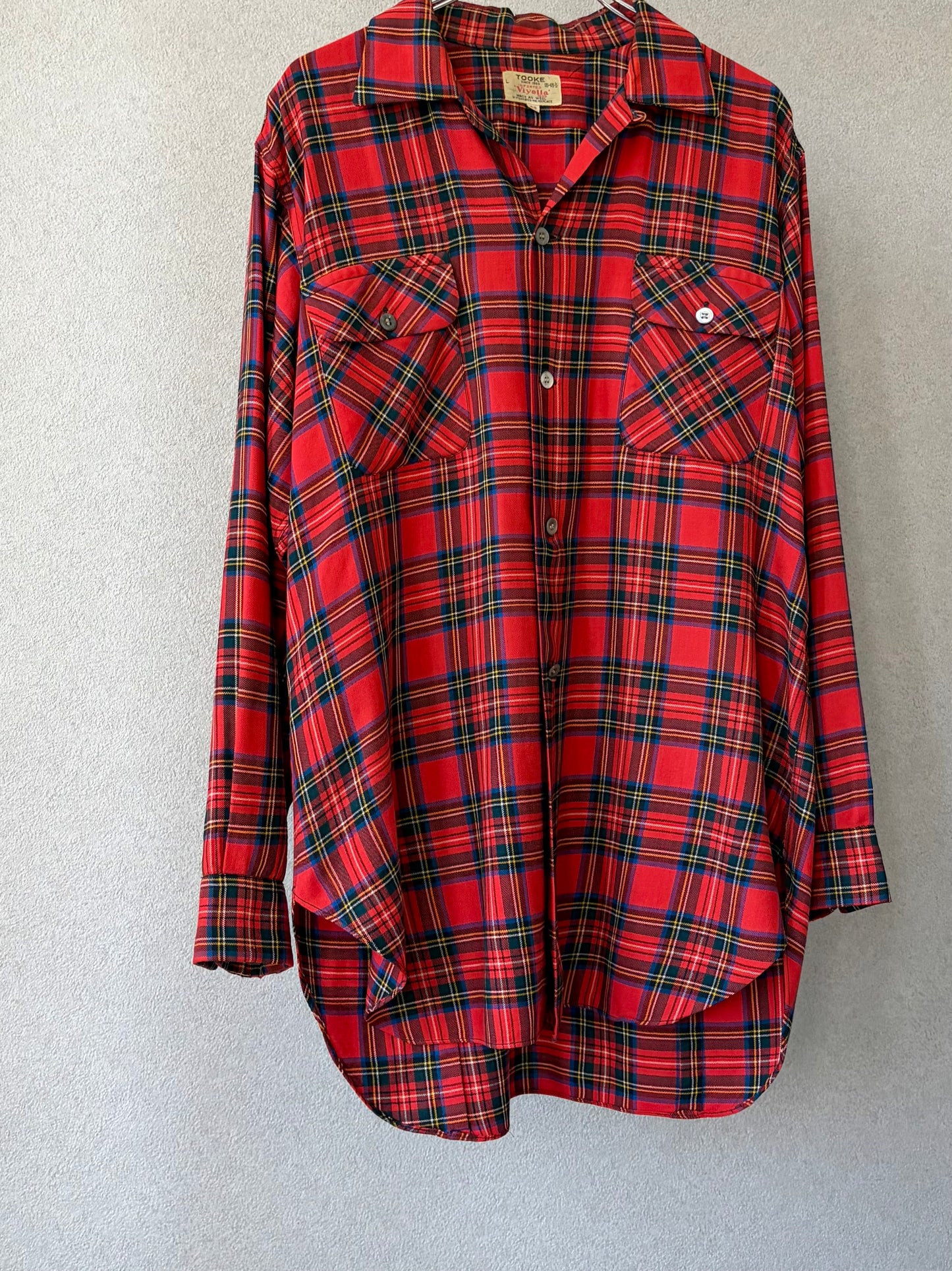 60's VINTAGE wool open collar shirt