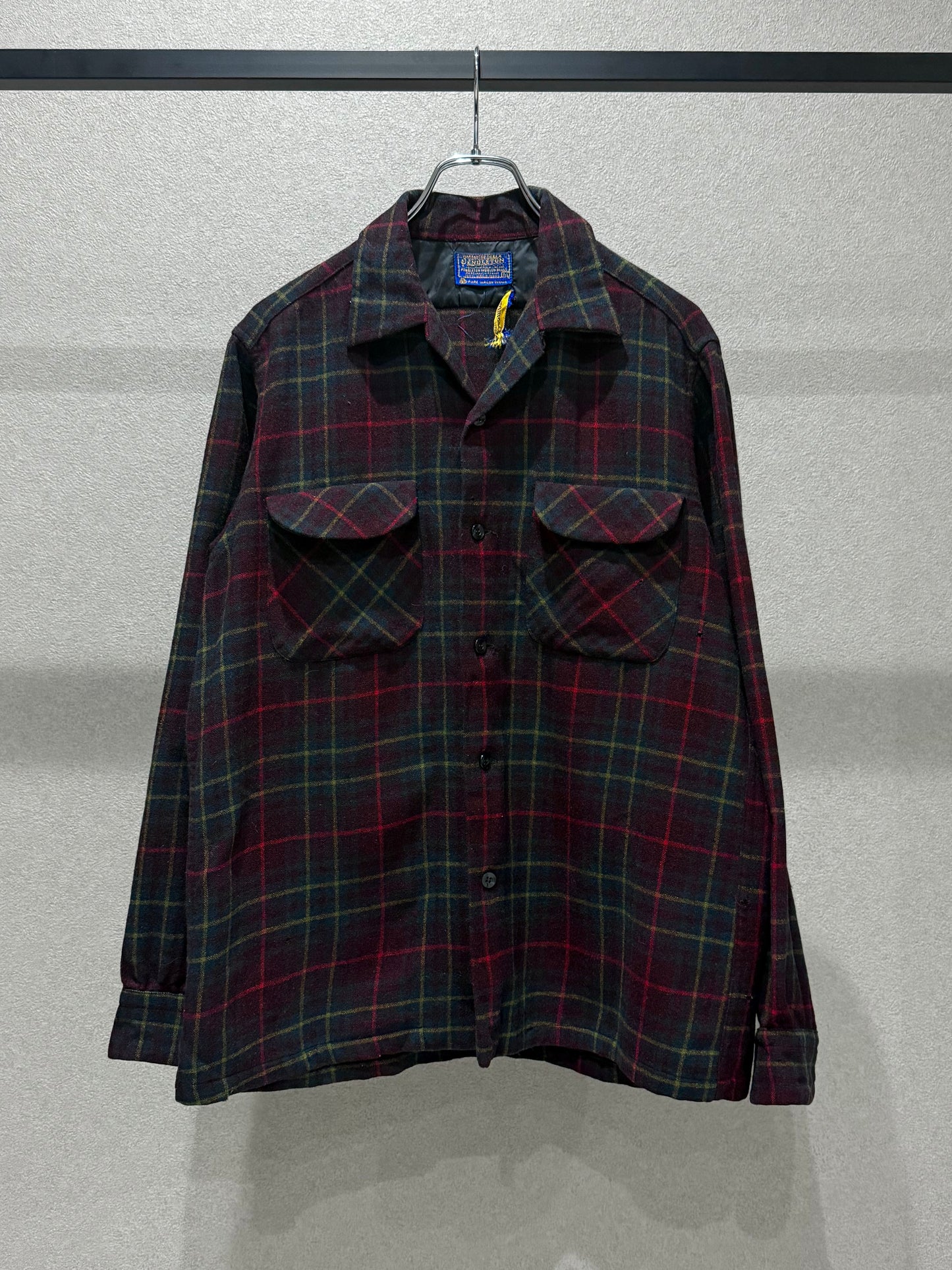 60's PENDLETON open collar wool shirts