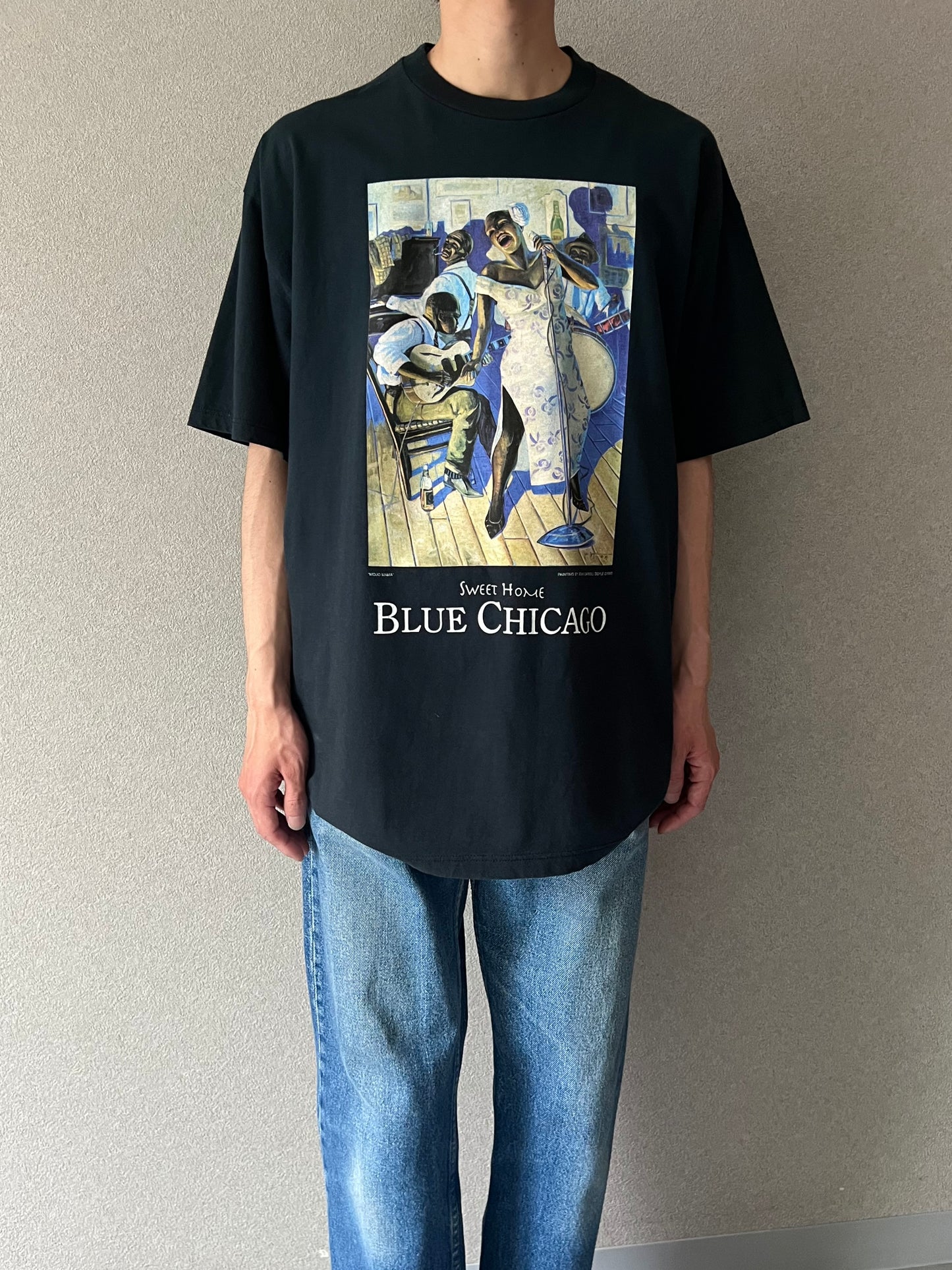 90's〜 BLUE CHICAGO art t-shirt