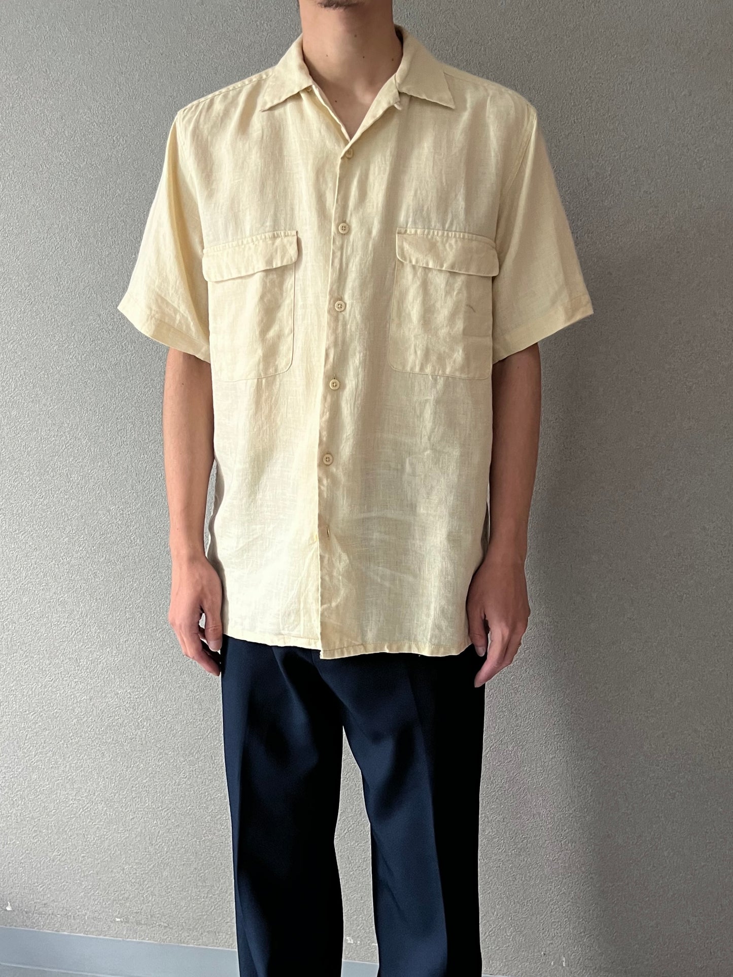 00's BRUNO open collar linen shirt