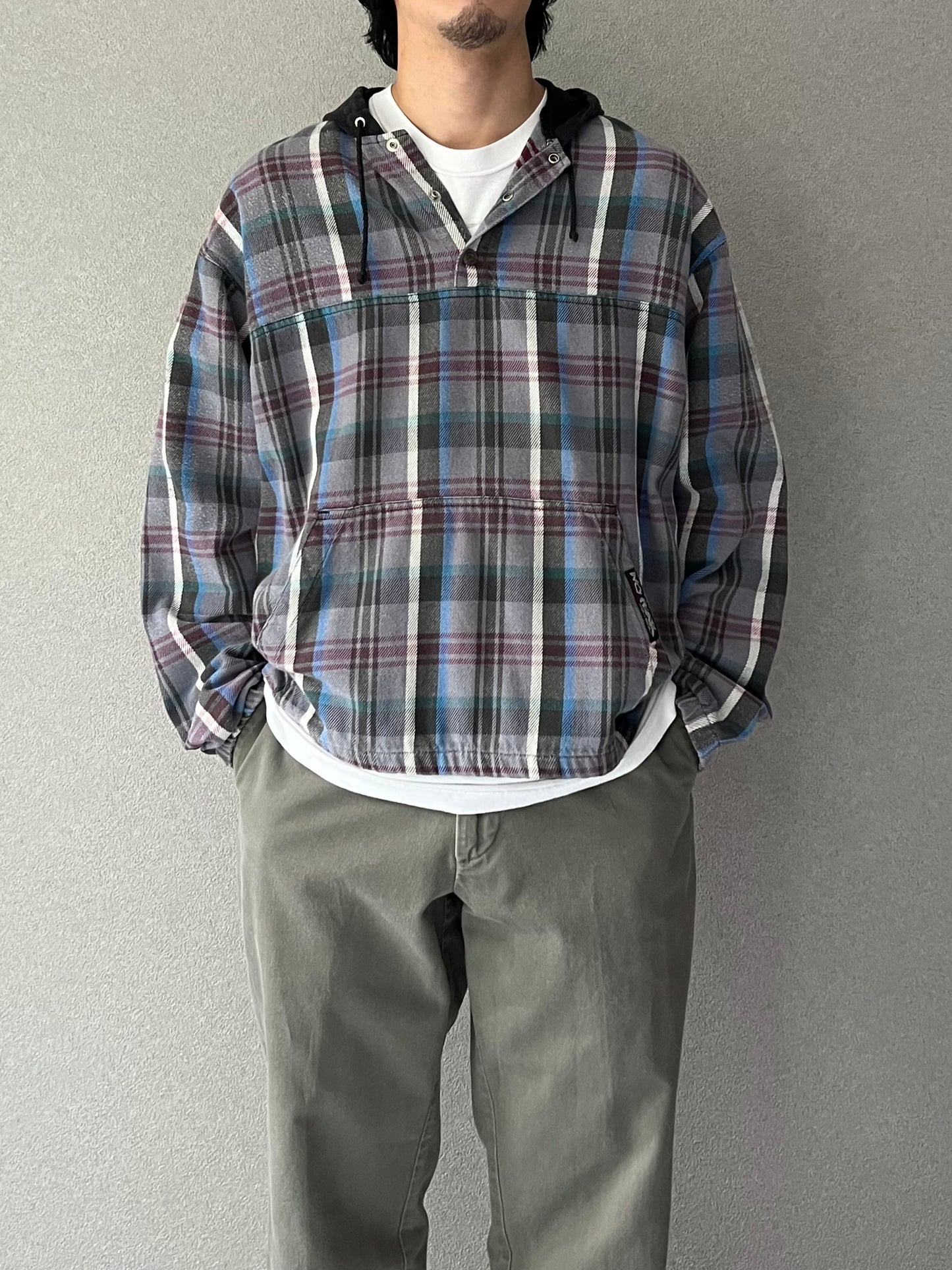 90's NO FEAR flannel pullover shirt "Made in USA"