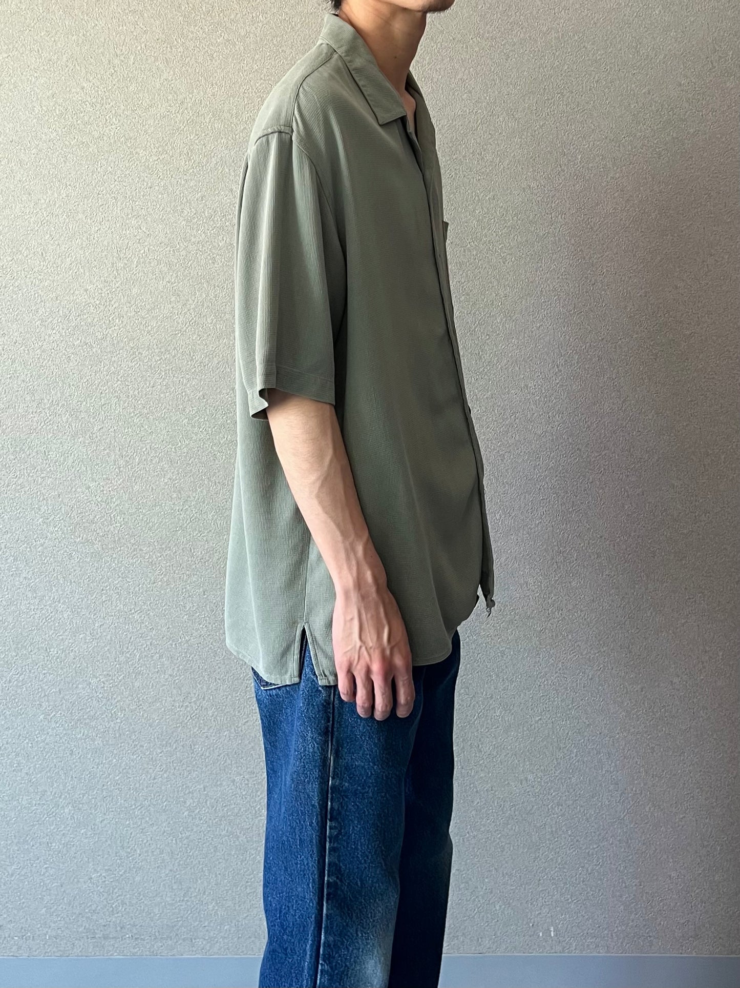 00's VAN HEUSEN open collar silk shirt