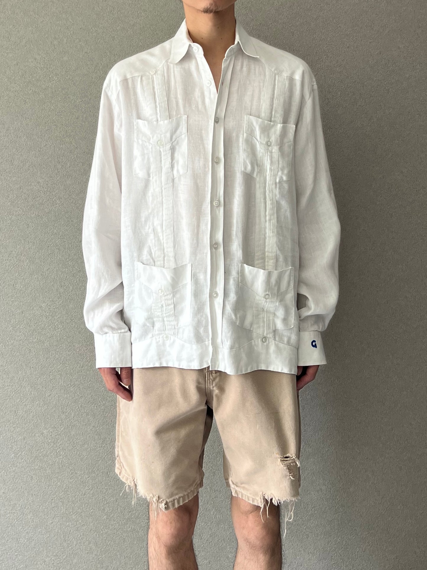 80's〜 UNKNOWN linen guayabear shirt