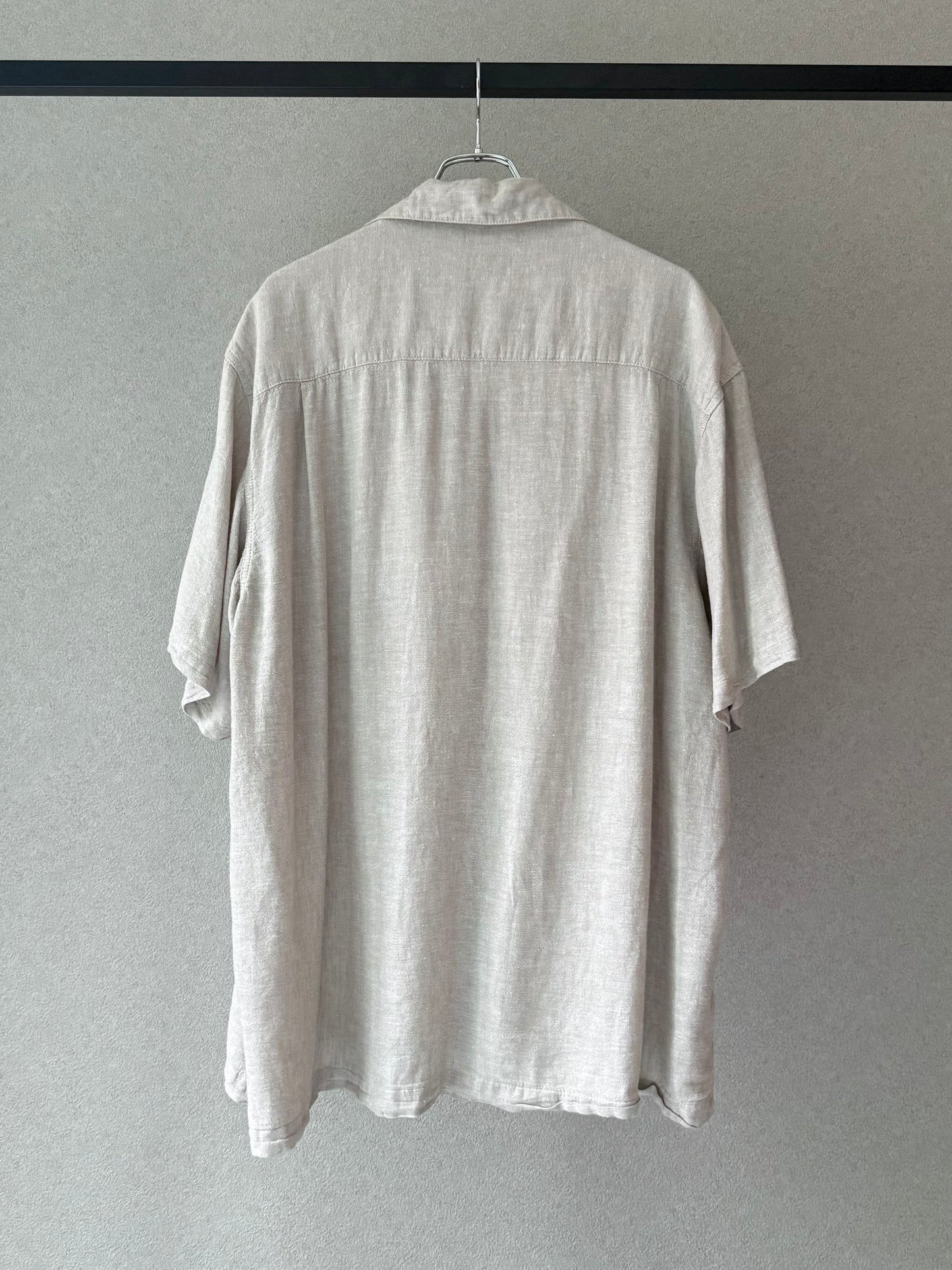00's HAGGAR linen open collar shirt