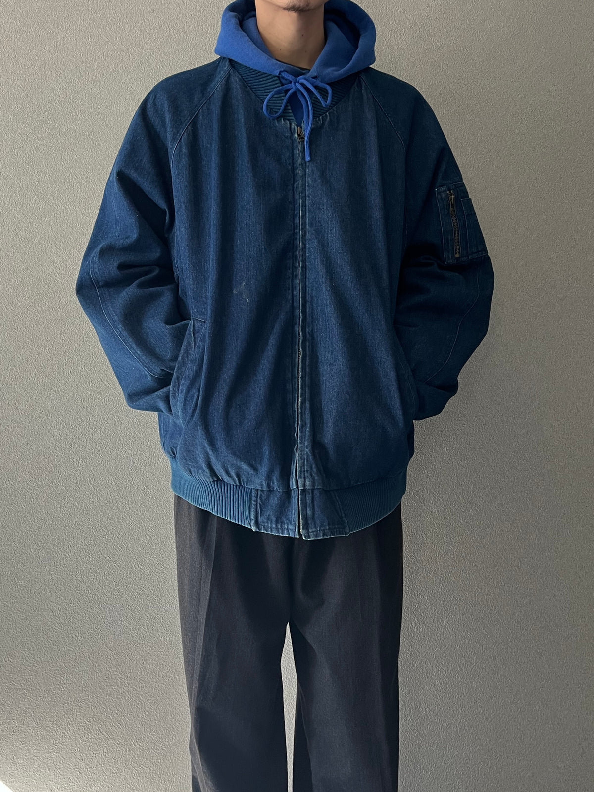 80's Eddie Bauer MA-1 style denim jacket