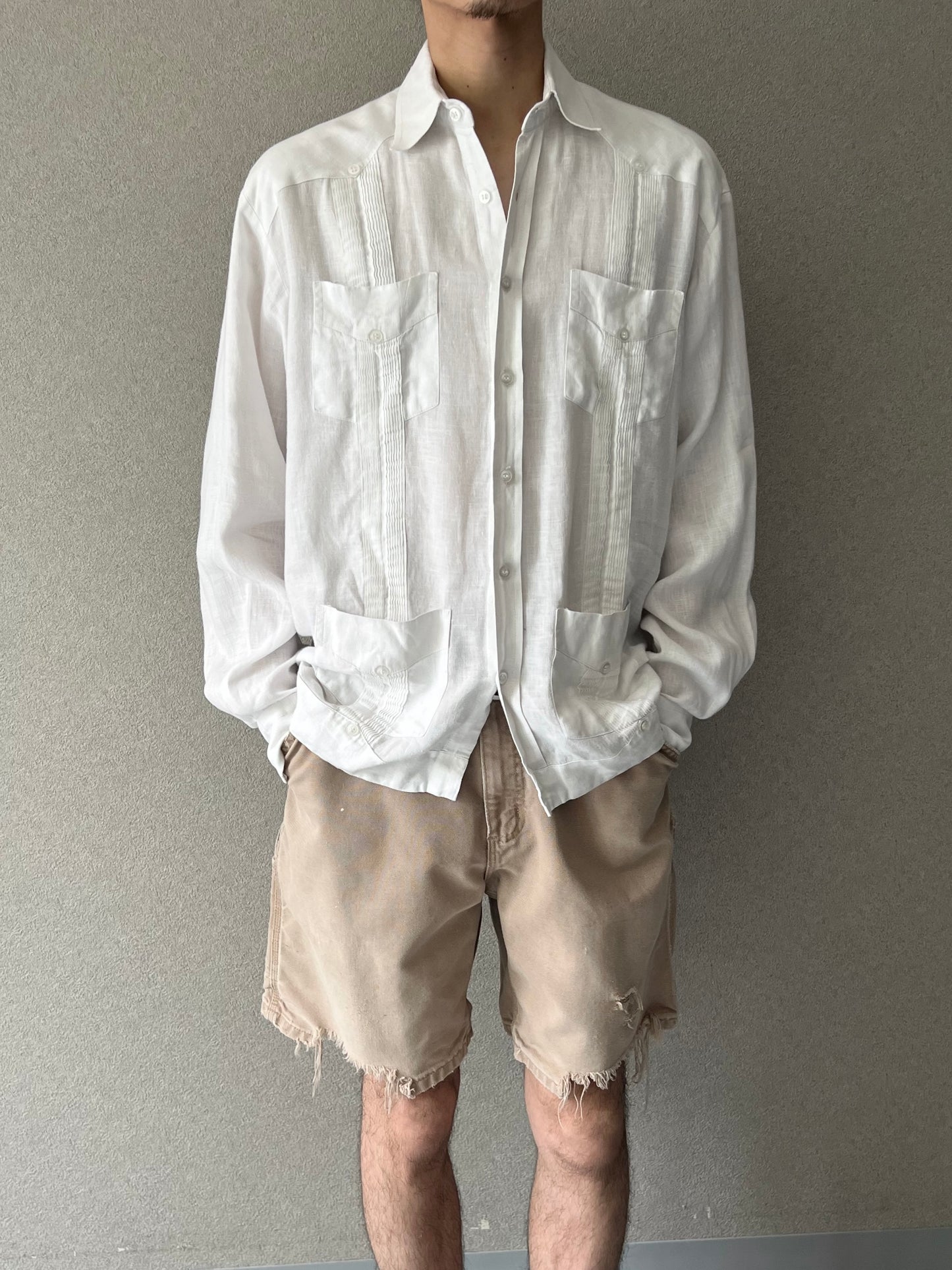 80's〜 UNKNOWN linen guayabear shirt