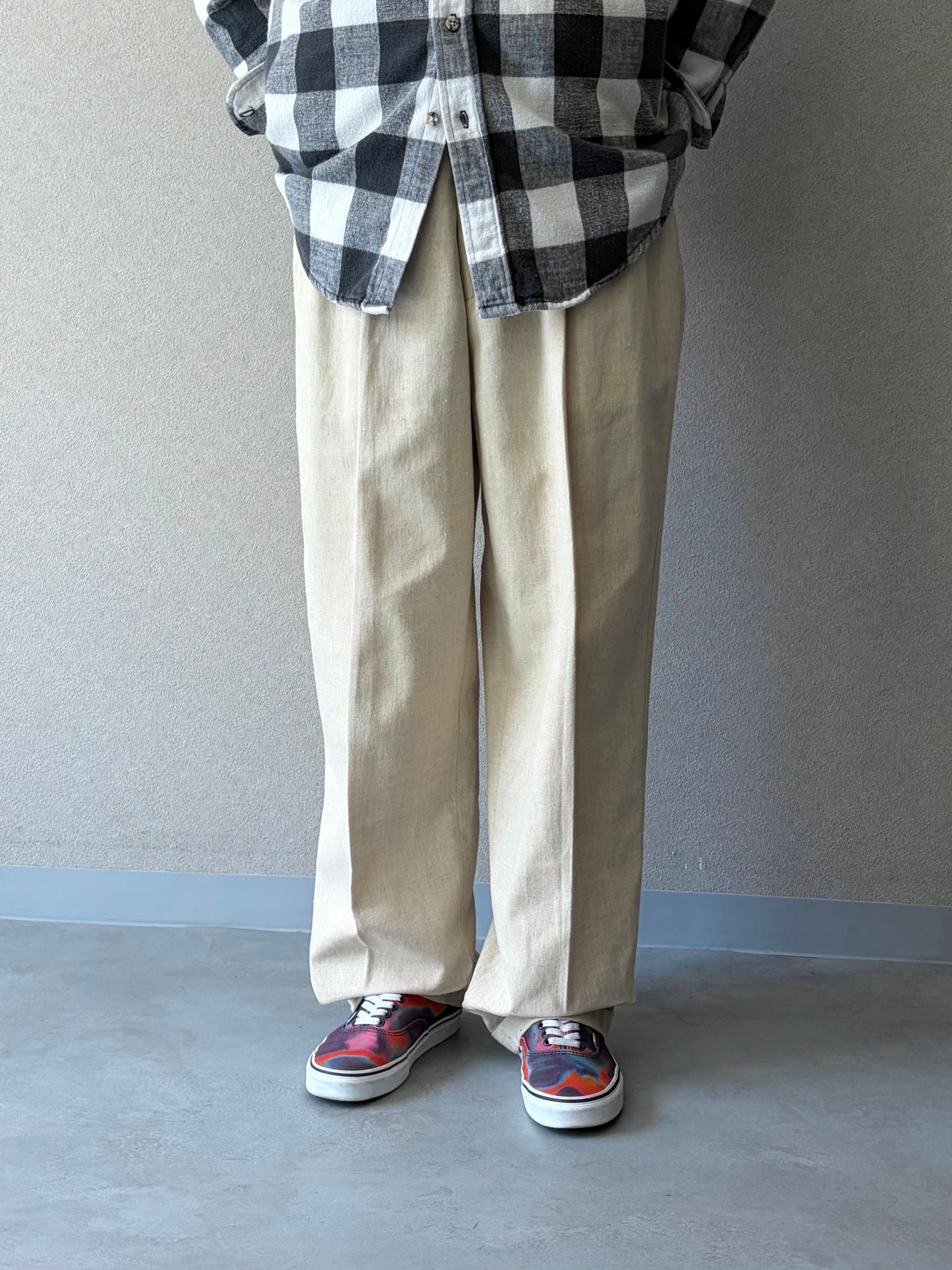 90's PERRY ELLIS linen×cotton slacks