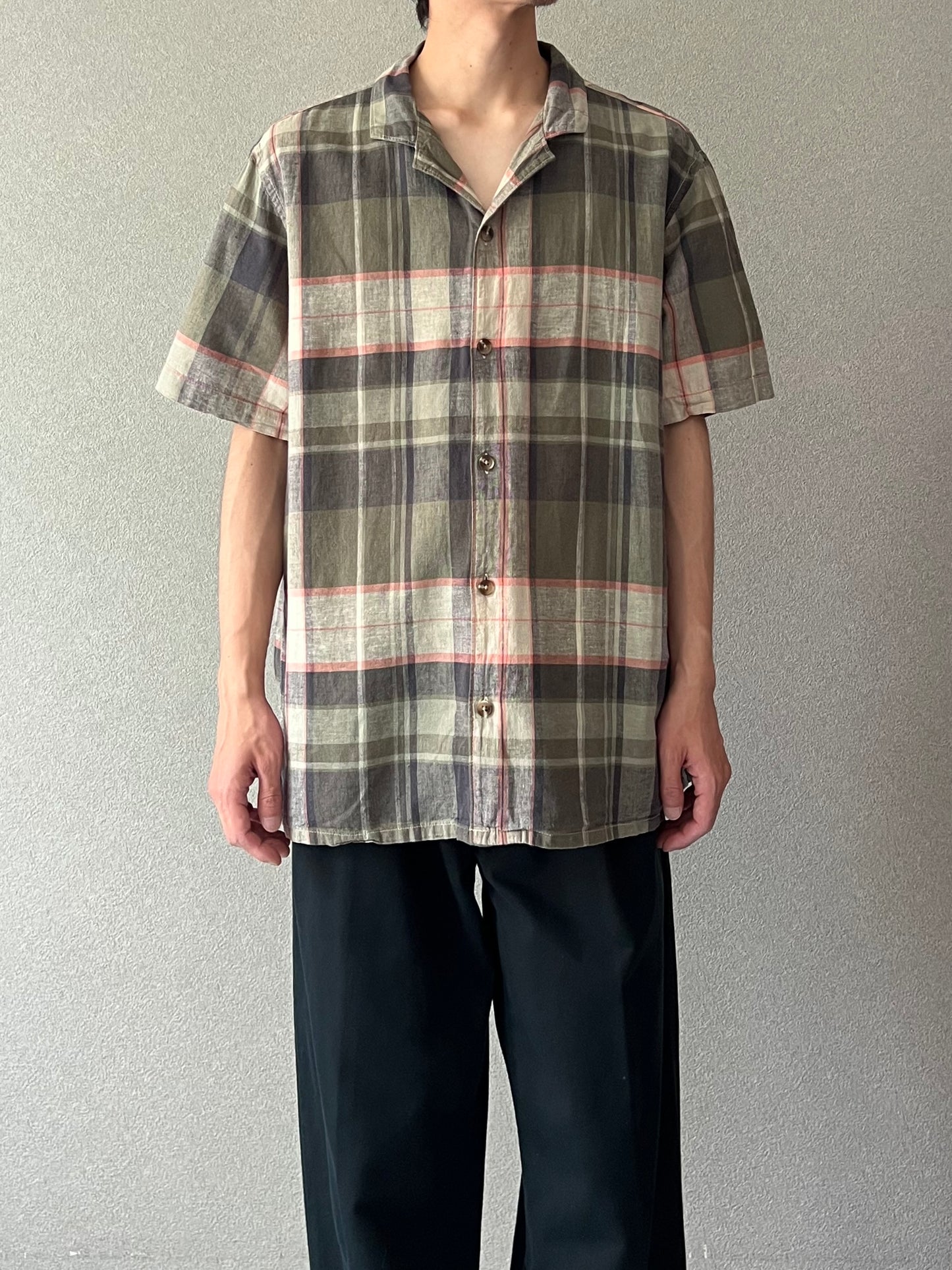 00's〜 OLD NAVY open collar linen shirt