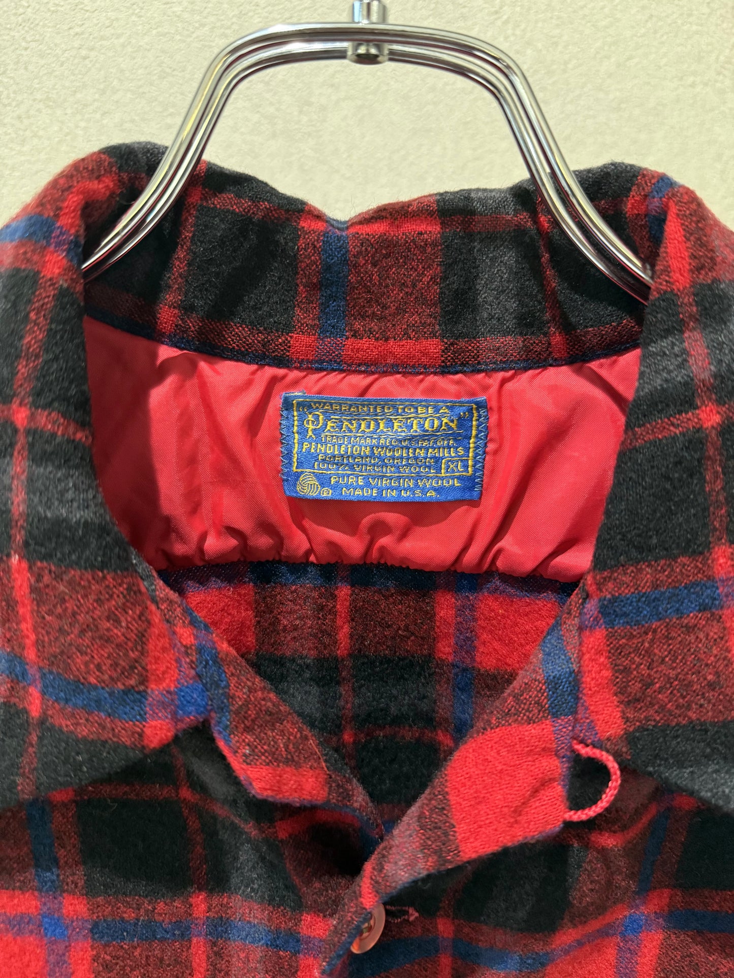 70's PENDLETON open collar wool shirt "Made in USA"