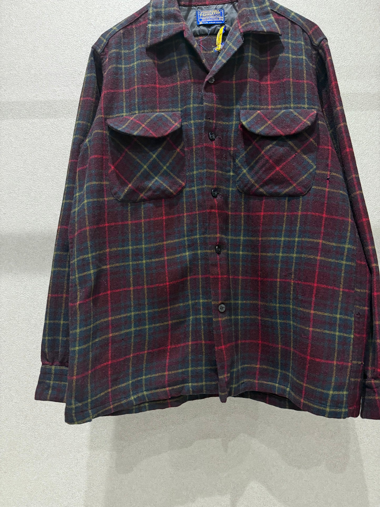 60's PENDLETON open collar wool shirts
