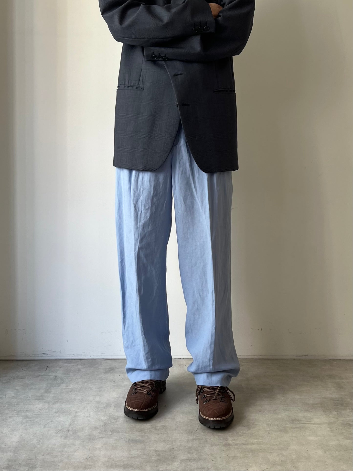 90's Polo Ralph Lauren silk×linen slacks "DEAD STOCK"