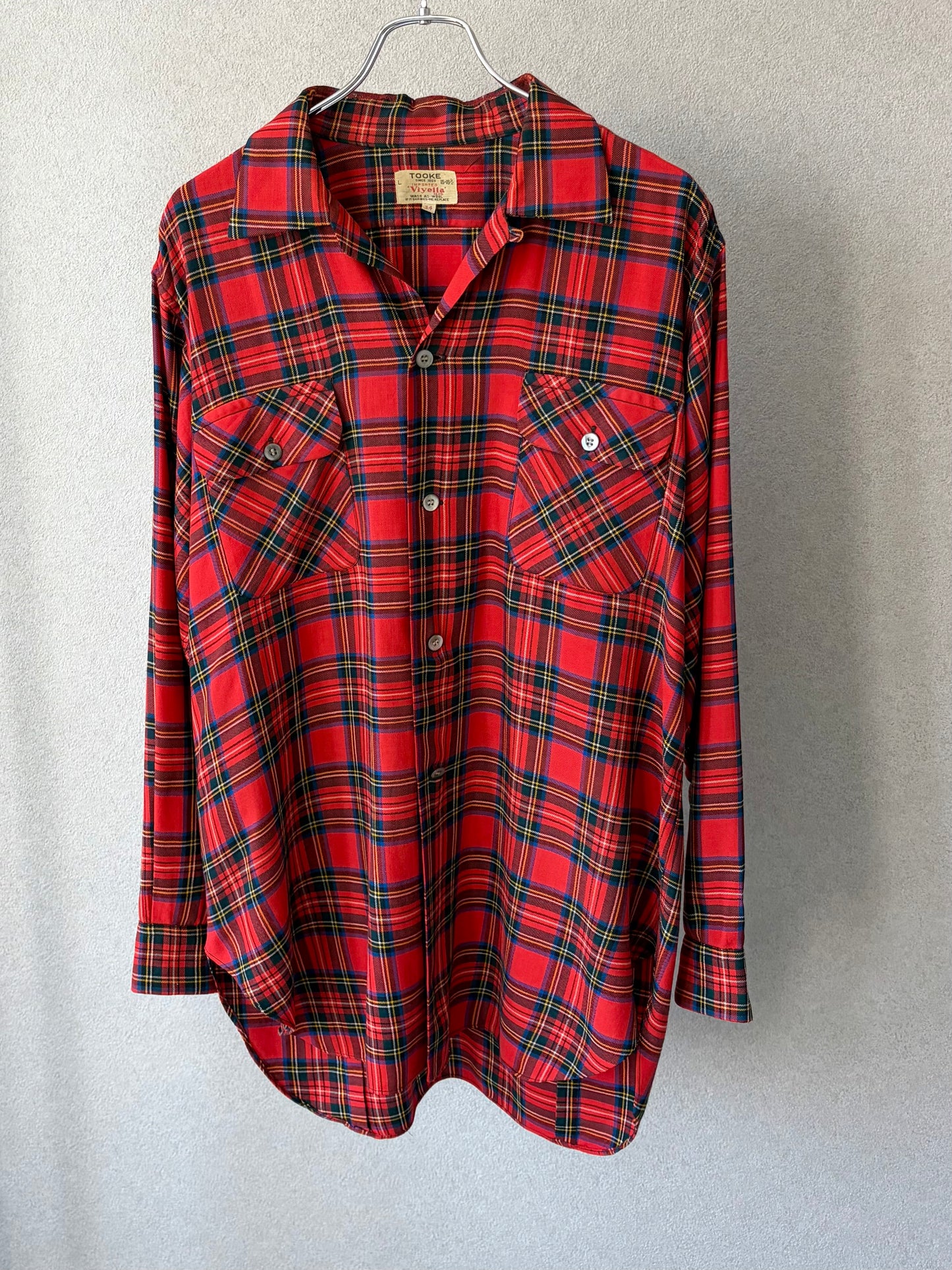 60's VINTAGE wool open collar shirt