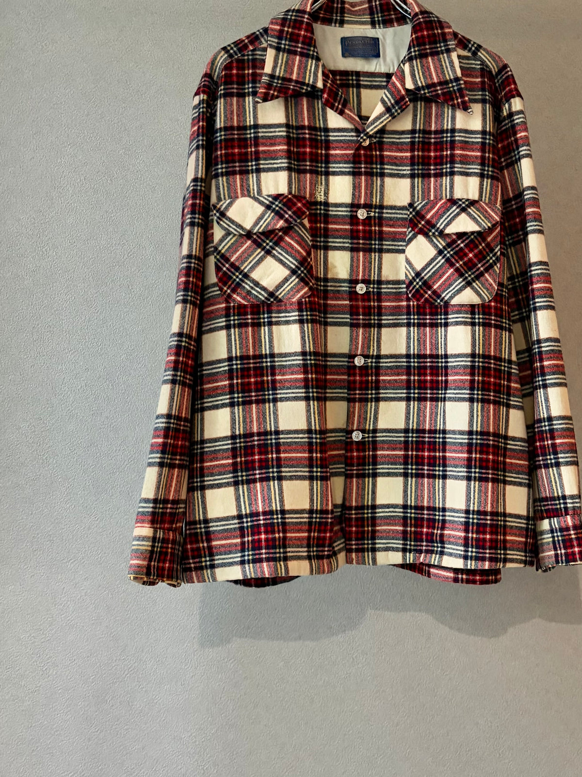 70's PENDLETON open coller wool shirt "Made in USA"