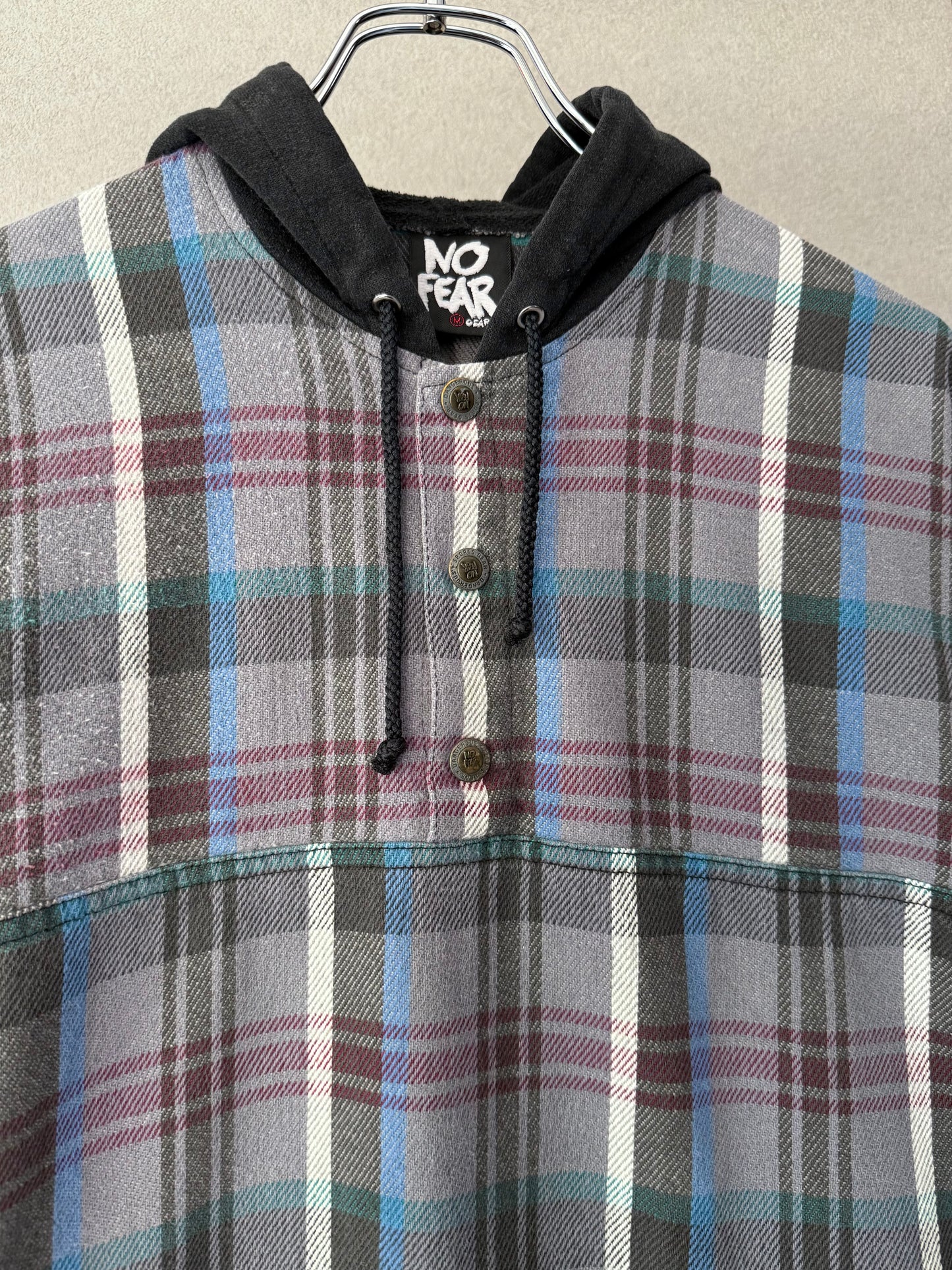 90's NO FEAR flannel pullover shirt "Made in USA"