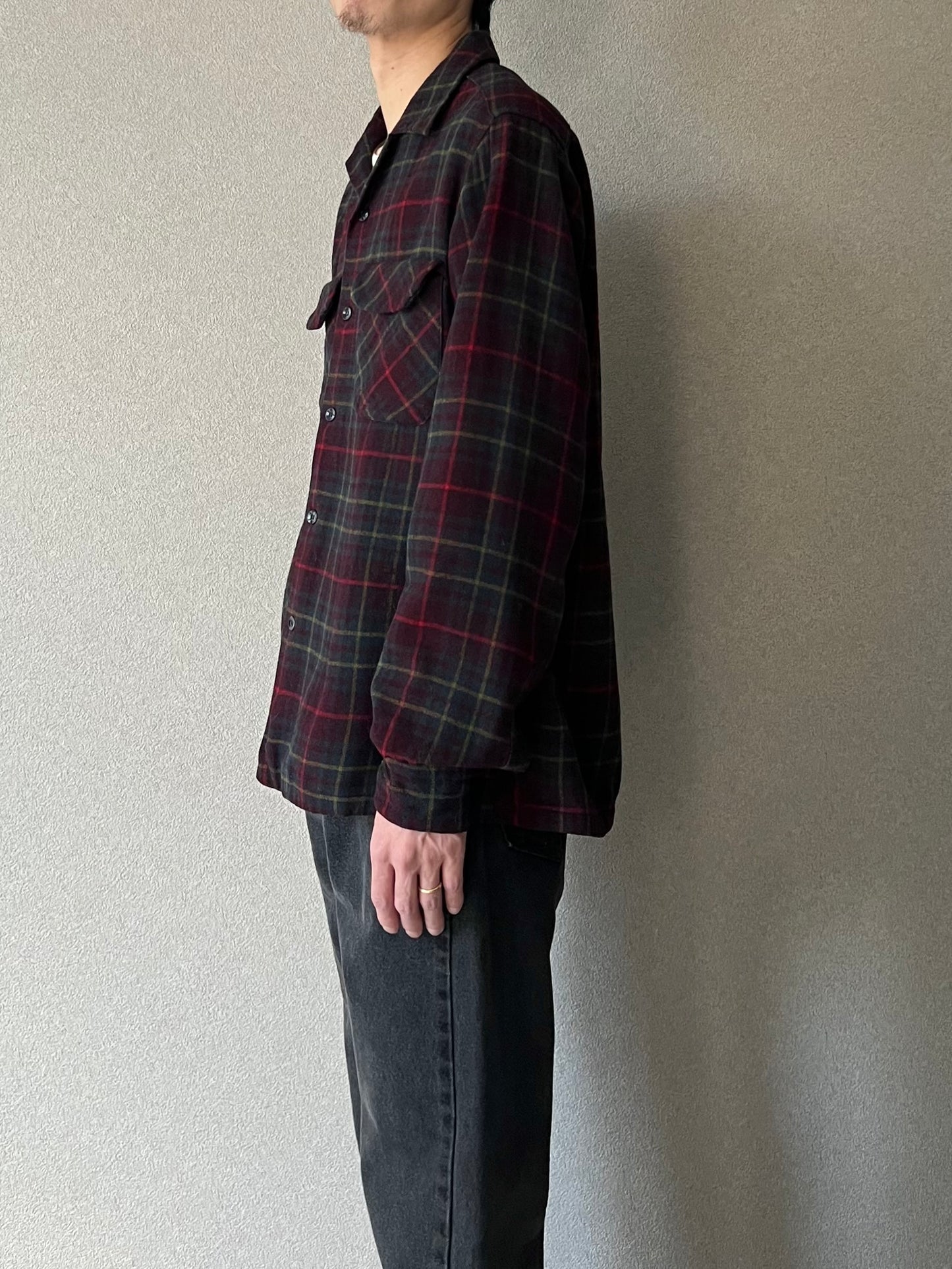 60's PENDLETON open collar wool shirts