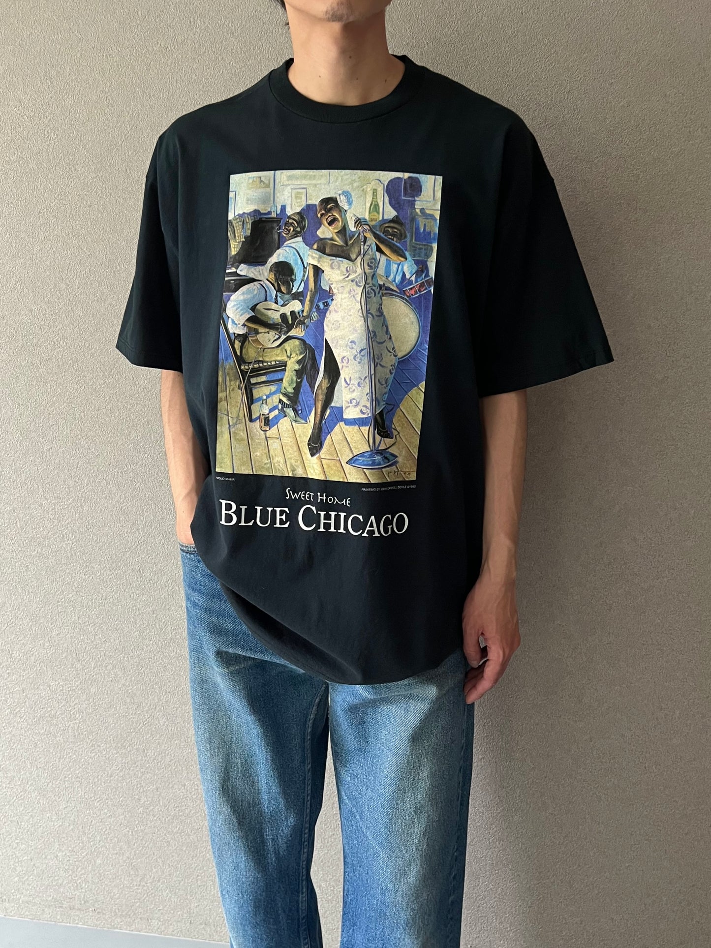 90's〜 BLUE CHICAGO art t-shirt