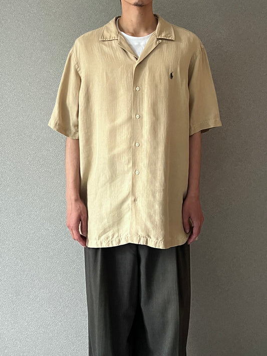 90's Polo Ralph Lauren silk linen open collar shirt