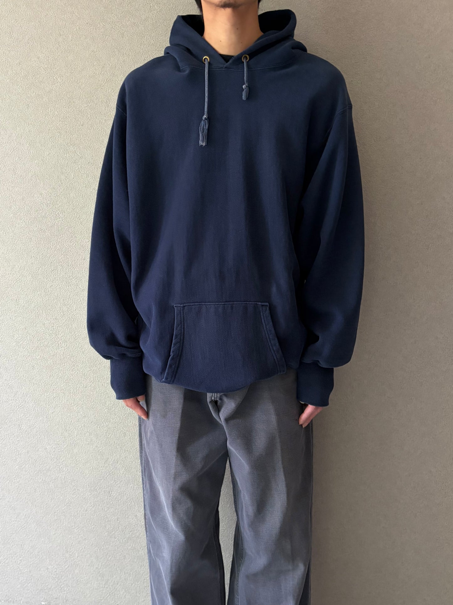 80's Champion × LANDS END REVERSE WEAVE hoodie "Made in USA"