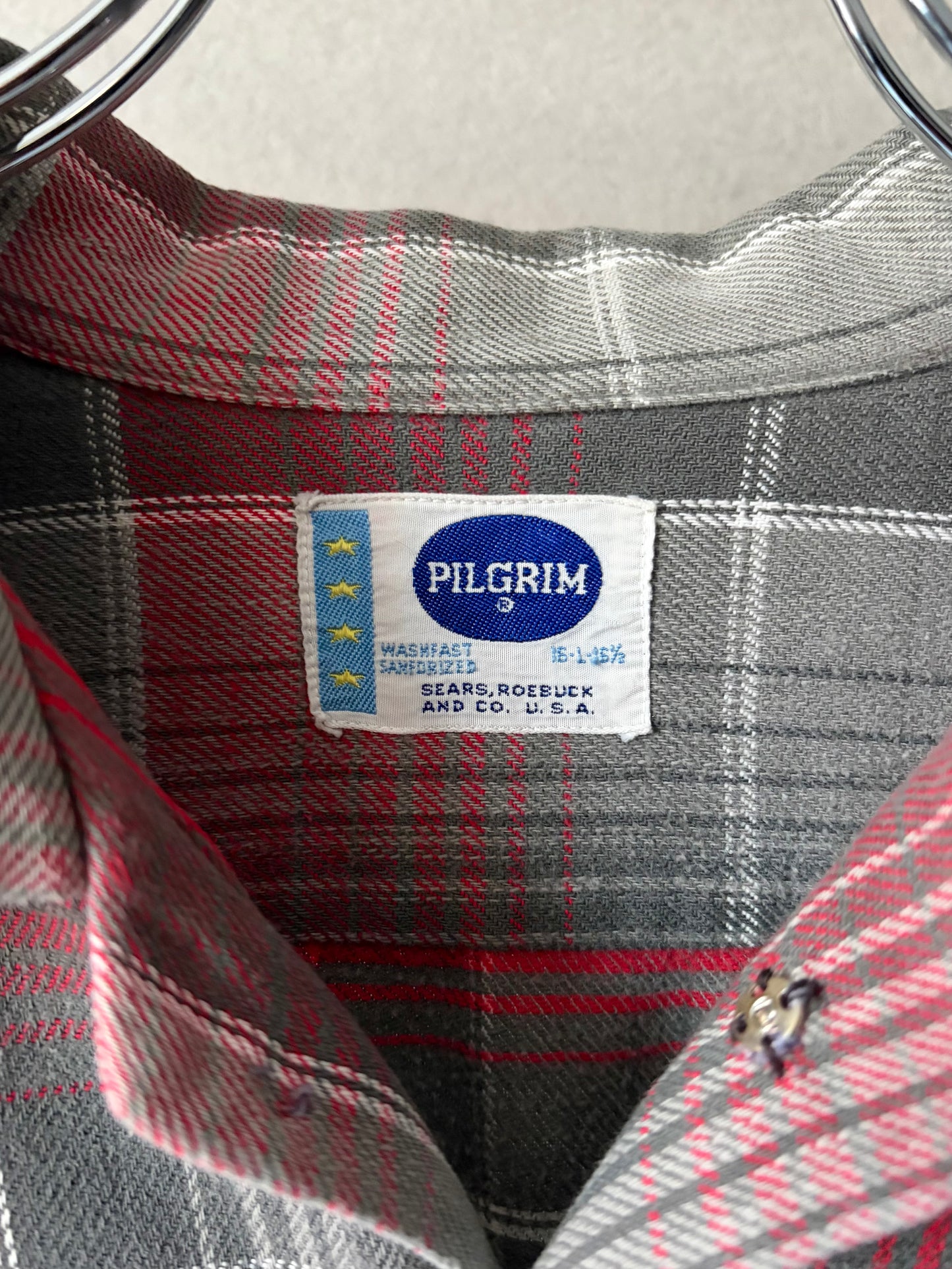 60's PILGRIM open collar flannel shirt