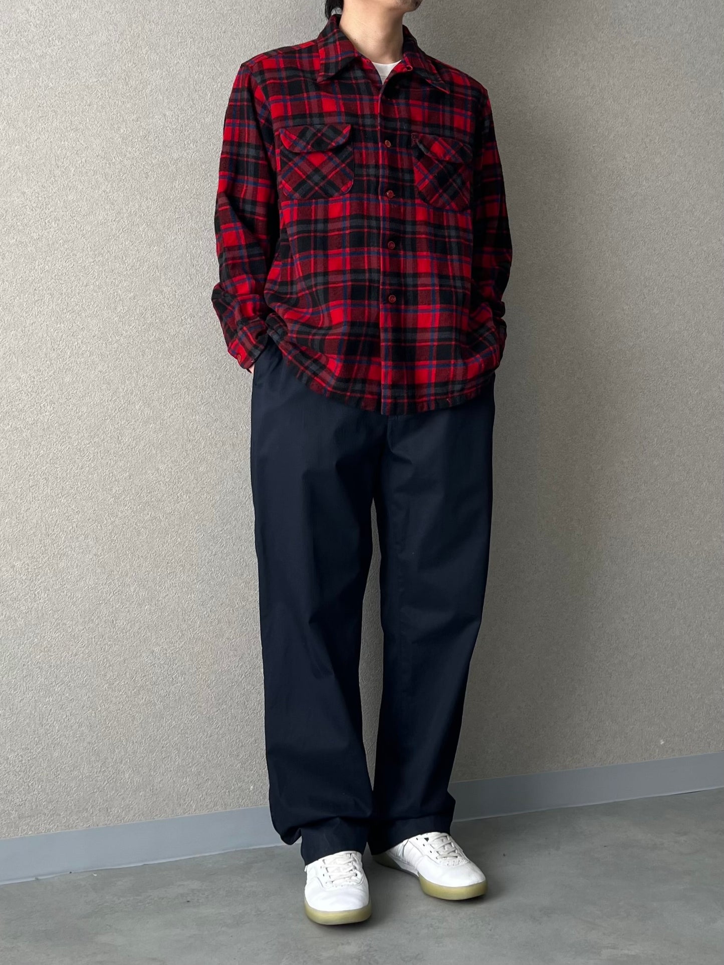 70's PENDLETON open collar wool shirt "Made in USA"