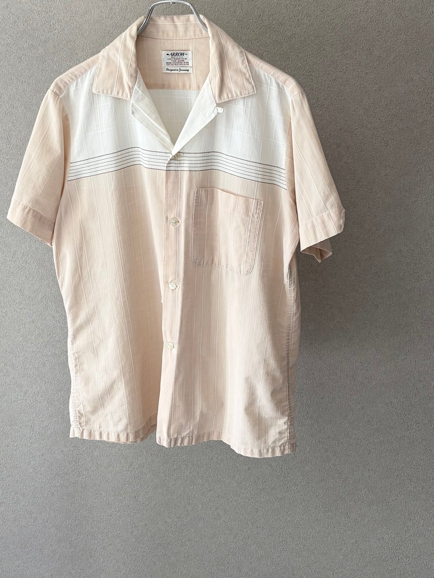 60's ARROW vintage open collar shirt "Made in USA"