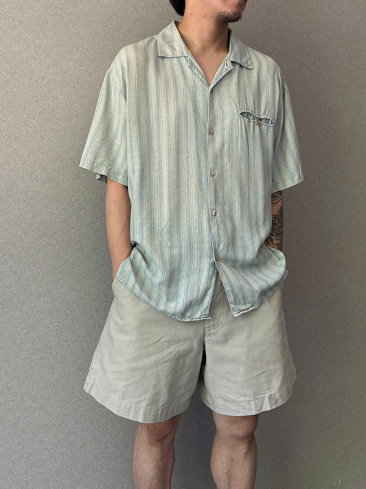 00's GRANT THOMAS silk open collar shirt