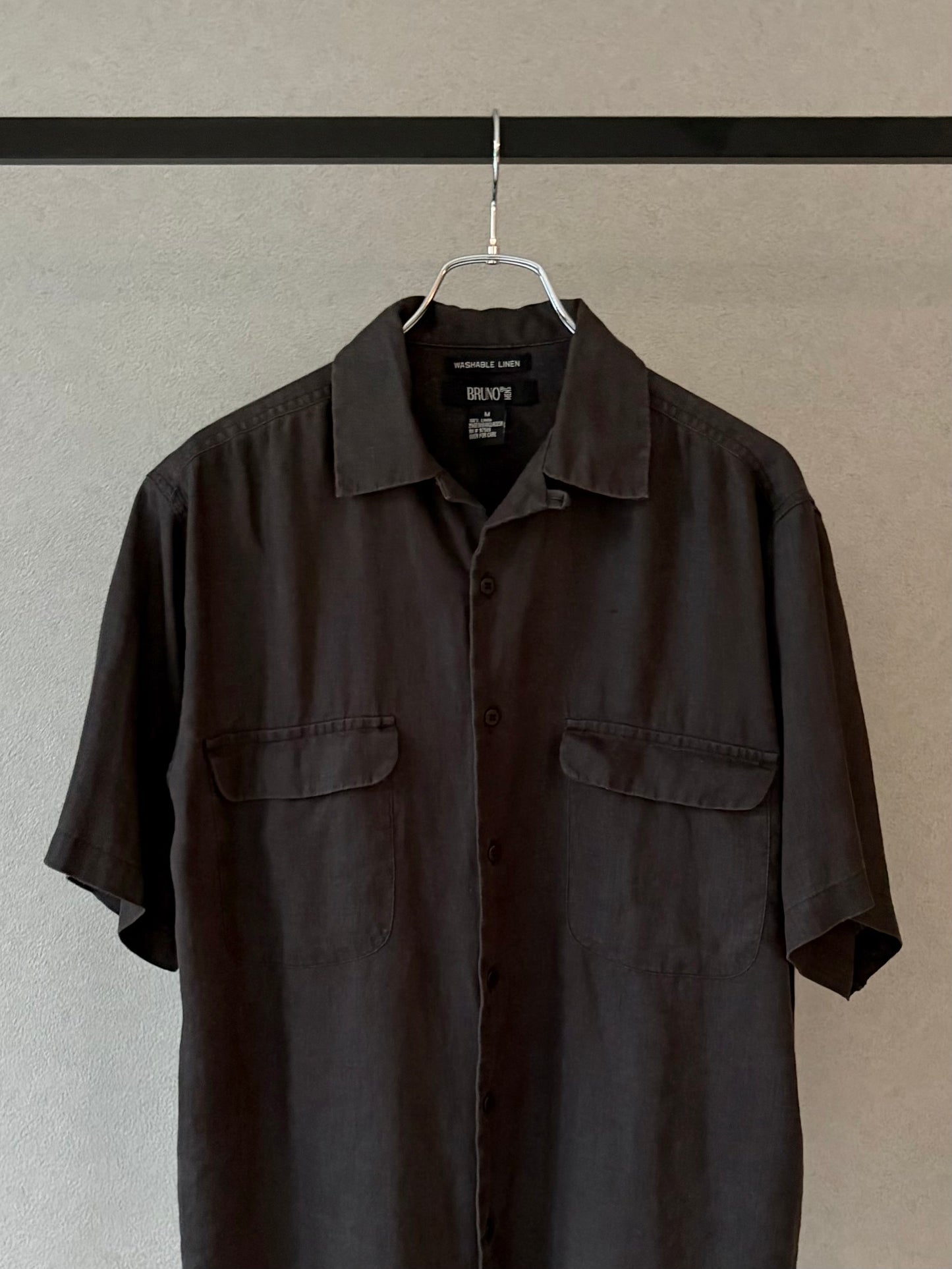 00's BRUNO linen open collar shirt