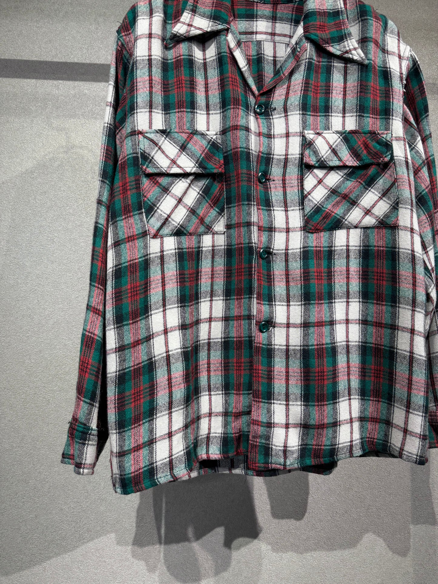 60's〜 VINTAGE open collar wool shirt