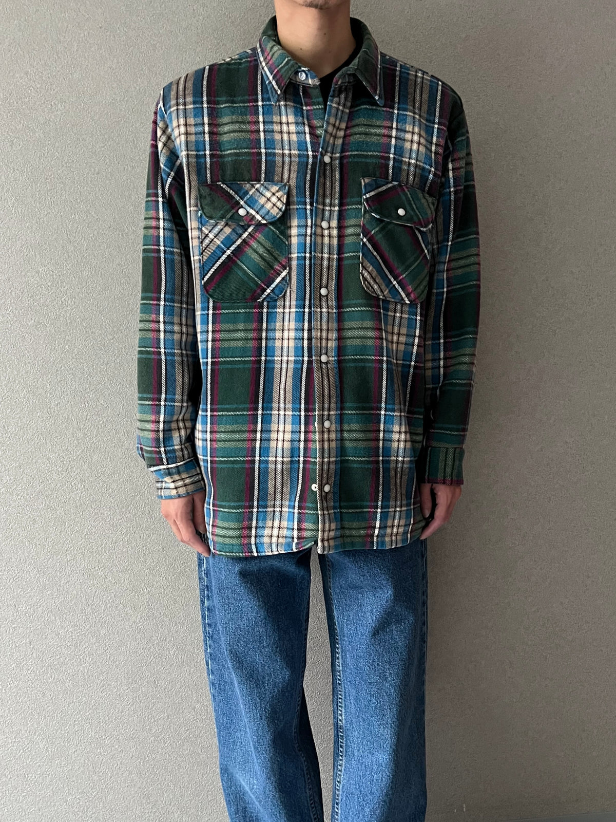 90's FIVE BROTHER quilting lining flannel shirt "Made in USA"