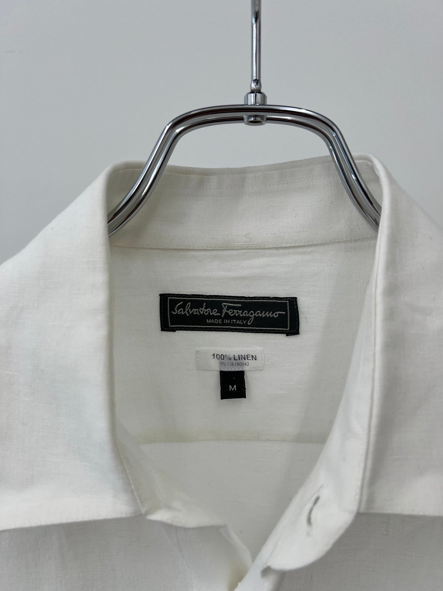 00's Salvatore Ferragamo linen shirt "Made in ITALY"